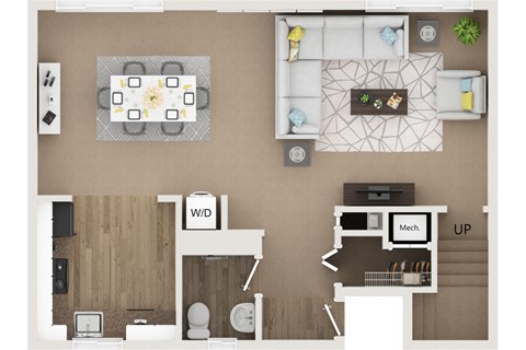 Floor plan for 2 beds, 1.5 baths, 1436 sqft
